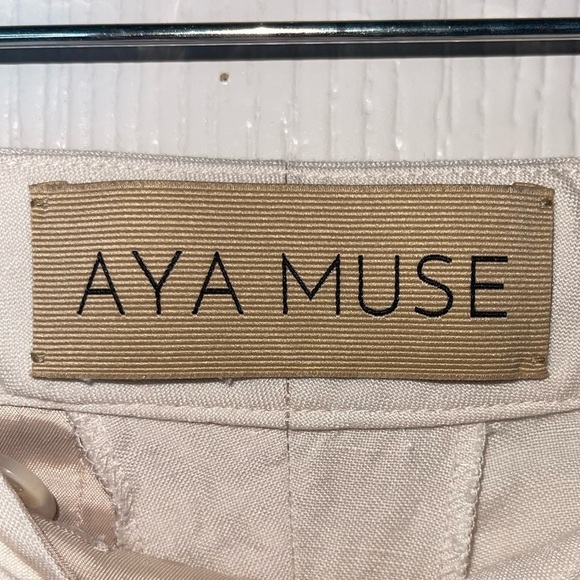 AYA MUSE Ivory Wide Leg Linen Blend Trousers Small - Picture 5 of 8